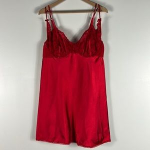Morgan Taylor Sexy Red Lace Satin Babydoll Gown